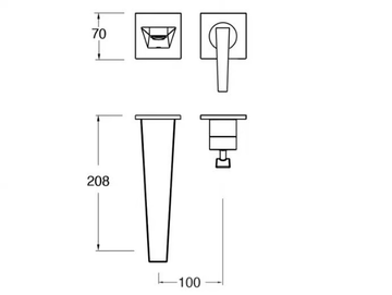 FRACTAL CRIFT259 - 2 hole wall-mounted single handle washbasin mixer by CRISTINA Rubinetterie - view 3